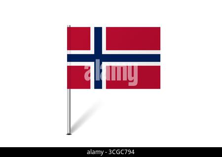 Norway flag - map pin flag representing a country cultural identity and heritage. The essence of national pride and unity. Map pin flag stuck in a white background Stock Vector
