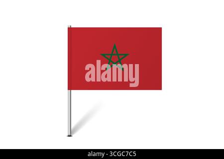 Morocco flag - map pin flag representing a country cultural identity and heritage. The essence of national pride and unity. Map pin flag stuck in a white background Stock Vector