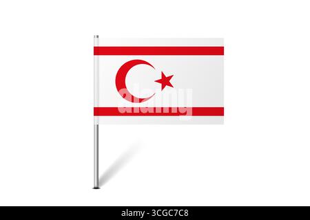 Northern Cyprus flag - map pin flag representing a country cultural identity and heritage. The essence of national pride and unity. Map pin flag stuck in a white background Stock Vector