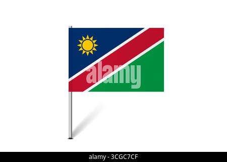 Namibia flag - map pin flag representing a country cultural identity and heritage. The essence of national pride and unity. Map pin flag stuck in a white background Stock Vector