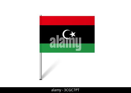 Libya flag - map pin flag representing a country cultural identity and heritage. The essence of national pride and unity. Map pin flag stuck in a white background Stock Vector