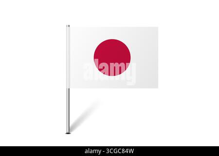 Japan flag - map pin flag representing a country cultural identity and heritage. The essence of national pride and unity. Map pin flag stuck in a white background Stock Vector