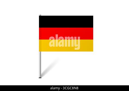 Germany flag - map pin flag representing a country cultural identity and heritage. The essence of national pride and unity. Map pin flag stuck in a white background Stock Vector