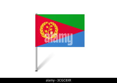 Eritrea flag - map pin flag representing a country cultural identity and heritage. The essence of national pride and unity. Map pin flag stuck in a white background Stock Vector
