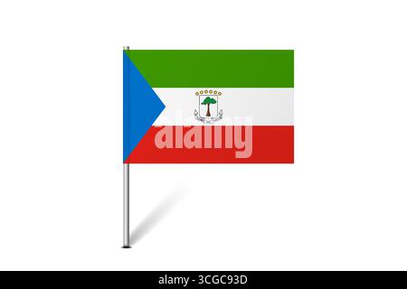 Equatorial Guinea flag - map pin flag representing a country cultural identity and heritage. The essence of national pride and unity. Map pin flag stuck in a white background Stock Vector