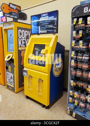 Los Angeles, California, United States - 03-13-2020: A view of a DMV Now Kiosk on display at a local grocery store. Stock Photo