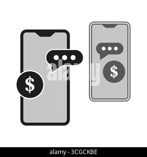 Mobile phone payment. E commerce transaction. Digital money transfer. Vector messaging symbol. Stock Vector