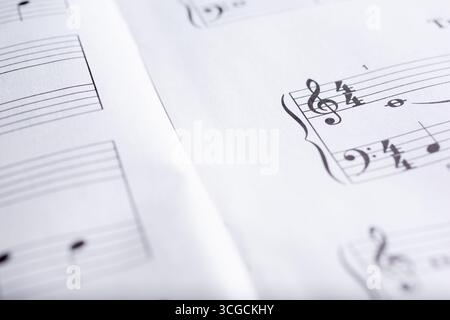G Clef With Notes Frame of treble clef and staff with musical notes on white background ...