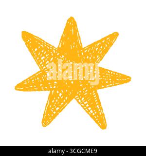 Bright abstract scribble star with rough texture on isolated white background vector illustration Stock Vector