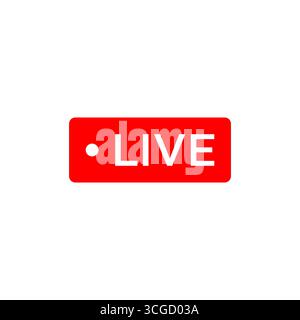 rectangular red button live stream vector icon Stock Vector