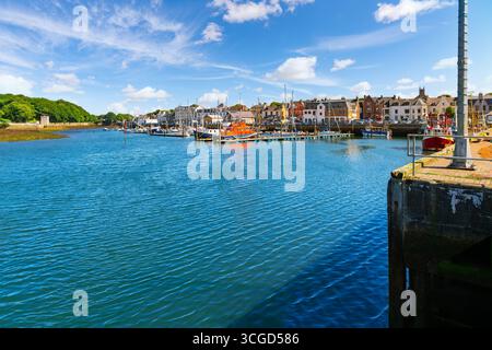 The seaside fishing village and harbor of Stornoway, Scotland, the capital of Lewis and Harris island and part of the Outer Hebrides. Stock Photo