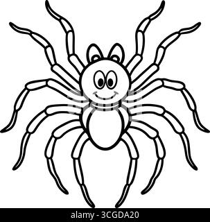 Cute cartoon spider with big eyes and a happy smile isolated on white ...