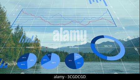 Overlaying blue ring chart showing 36 Stock Photo
