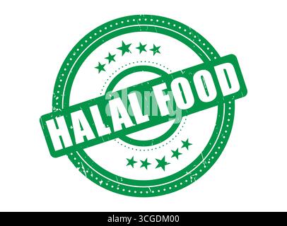 A Halal Food Rubber Stamp Seal with a Dotted Circle Stock Vector