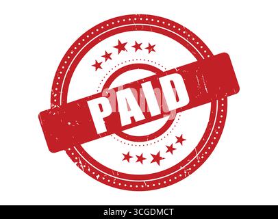 A Paid Rubber Stamp Seal with a Dotted Circle Stock Vector