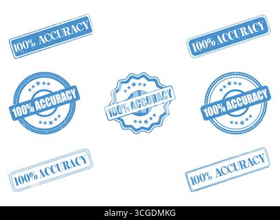 A Collection of 100% Accuracy Rubber Stamps and Seals Stock Vector
