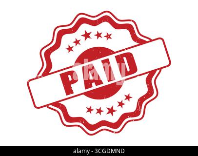 A Paid Rubber Stamp Seal with a Decorative Border Stock Vector