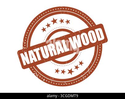 A Natural Wood Rubber Stamp Seal with a Dotted Circle Stock Vector