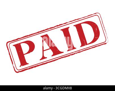 A Paid Rubber Stamp Seal with an Outline and Text Stock Vector