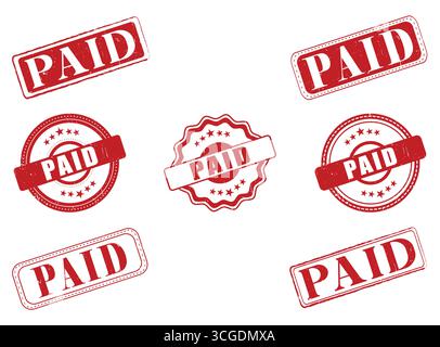 A Collection of Paid Rubber Stamps and Seals Stock Vector