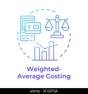 Weighted average costing blue gradient concept icon Stock Vector