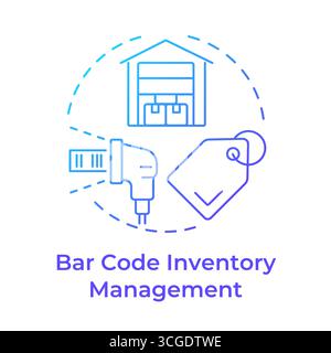 Barcode inventory management blue gradient concept icon Stock Vector