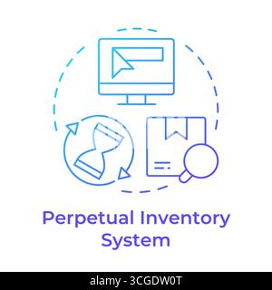 Perpetual inventory system blue gradient concept icon Stock Vector