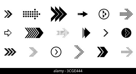 Complete swipe arrows vector pack for UI with scroll button symbols line and pixel style direction arrows next slide up down left right finger touch Stock Vector
