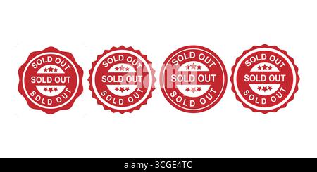 Sold Out Badge Icons for Product Availability and Retail Labels Stock Vector