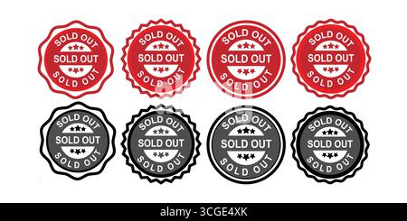 Sold Out Emblems for Retail Marketing and Product Status Labels Stock Vector