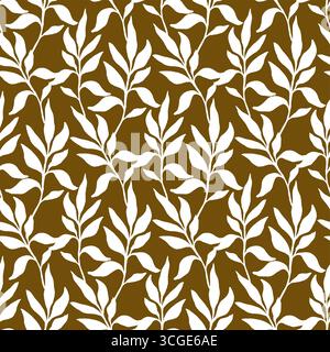 White palm leaves seamless pattern, simple hand drawn vector greenery background for textile, or wallpaper, scrapbook and surface design Stock Vector