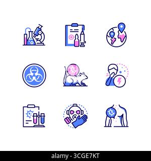 Pandemic - vector line design style icons set Stock Vector