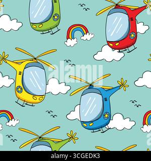 helicopter seamless vector set Stock Vector