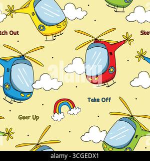 helicopter seamless vector set Stock Vector