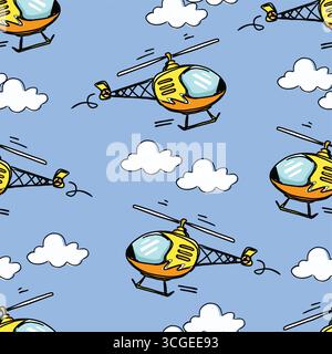 helicopter seamless vector set Stock Vector