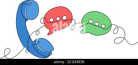 Minimalist Communication Concept with Phone and Chat Bubbles Stock Vector