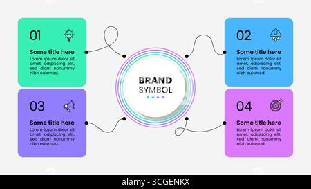 Infographic template with icons and 4 options or steps. Square banners. Can be used for workflow layout, diagram, webdesign. Vector illustration Stock Vector