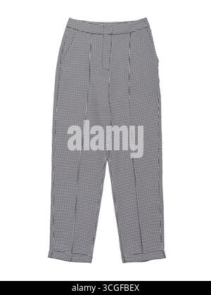 Women's trousers with black and white abstract pattern isolated on white background, top view Stock Photo
