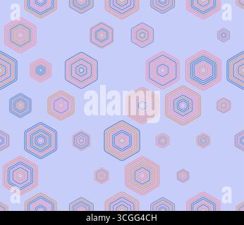 Mosaic background. Multicolored geometric elements of varied size. Rounded stacked hexagons mosaic pattern. Large honeycomb cells. Tileable pattern. Stock Vector