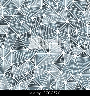 Triangles pattern. Medium shape size. Multiple repeated inner triangles. Monotone style. Repeatable pattern. Beautiful vector tiles. Stock Vector