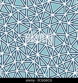 Abstract background with mosaic triangle shapes. Compact triangles size. Solid shapes in frames. One tone colored style. Repeatable pattern. Stock Vector