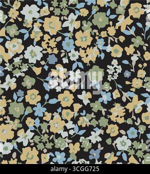 small flower seamless pattern on white background.Ditsy style background of small flowers.Stock vector for printing on surfaces and web design. Stock Vector