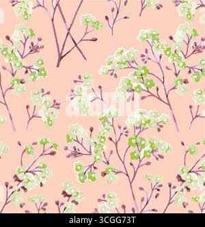 small flower seamless pattern on white background.Ditsy style background of small flowers.Stock vector for printing on surfaces and web design. Stock Vector