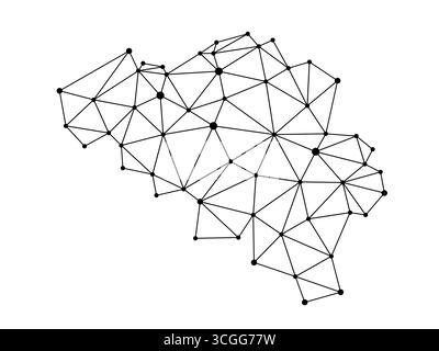 Belgium map. Abstract geometric map - connection dots network lines. Stock Vector