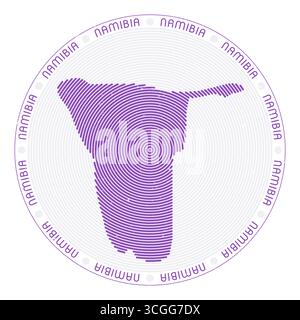 Namibia icon. Round logo with country map and title. Stylish Namibia ...