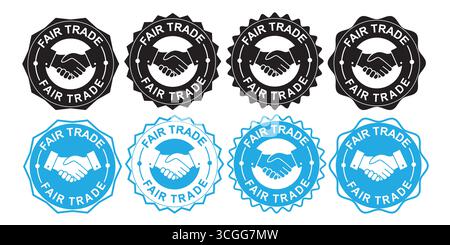 Fair Trade Certification Labels with Handshake Symbol Stock Vector