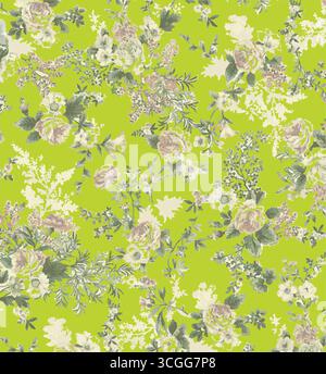 small flower seamless pattern on white background.Ditsy style background of small flowers.Stock vector for printing on surfaces and web design. Stock Vector