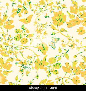 small flower seamless pattern on white background.Ditsy style background of small flowers.Stock vector for printing on surfaces and web design. Stock Vector