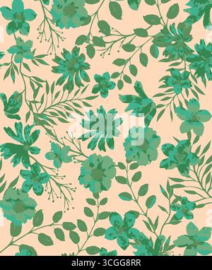 small flower seamless pattern on white background.Ditsy style background of small flowers.Stock vector for printing on surfaces and web design. Stock Vector