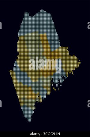 Square dots pattern map of Maine. Dotted pixel map with flag isolated ...